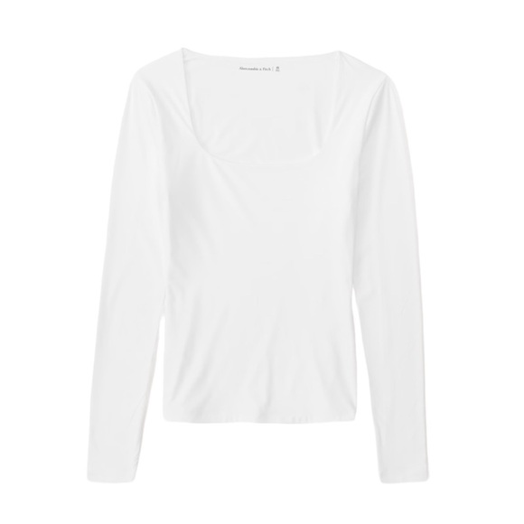 Abercrombie & Fitch Soft Matte Seamless Long Sleeve Tuckable Squareneck Top NWT - Picture 4 of 8